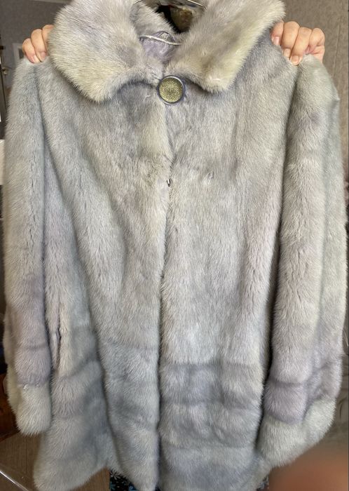 Шуба норковая голубая