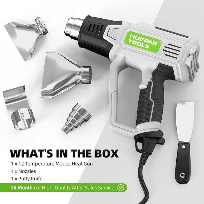 Професионален пистолет за горещ въздух 2000W 50-600°C с дюзи комплект