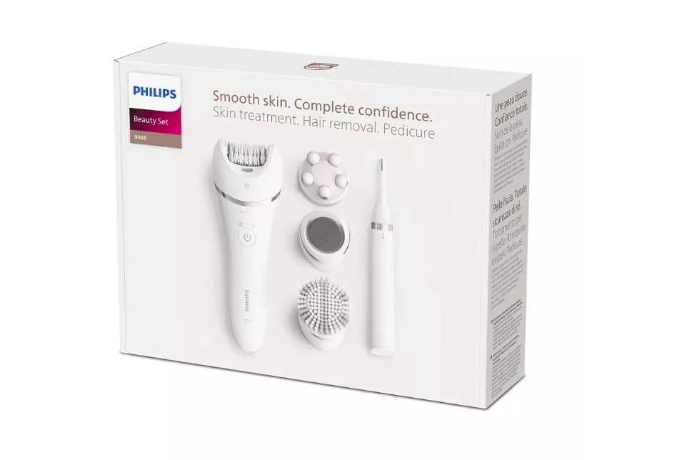 Епилатор Philips Seria 9000 BRE740/90, Суха/мокра кожа, 12 аксесоара