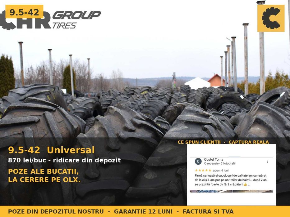 Cauciucuri 9.5-42 9.5R42 230/95R42 23095R42 Universal ANVELOPE Tractor Prasit Diagonale 6PR SH GARANTIE Factura TVA