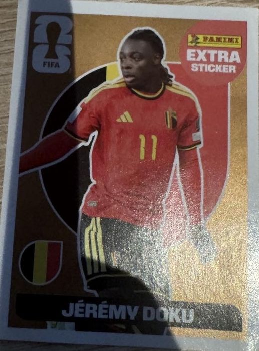 jeremy doku bronze extra sticker panini world cup 2026
