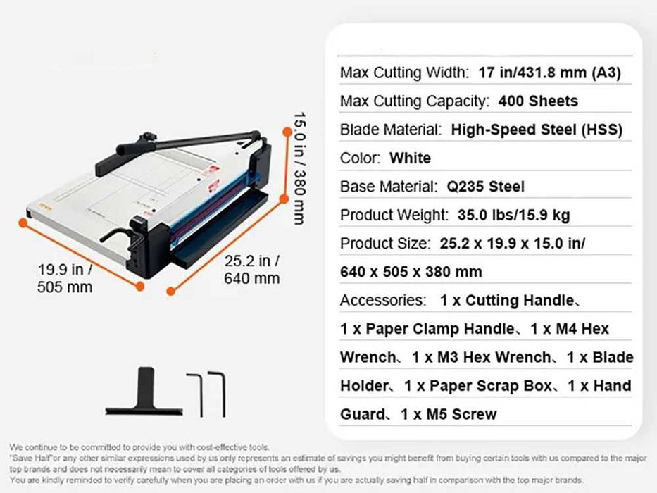 A3 Голяма Професионална гилотина за хартия до 400 листа