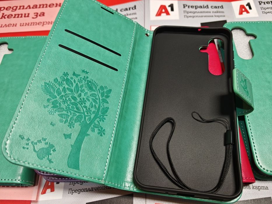 Samsung Galaxy A16 луксозни тефтери и гърбове блестящи и едноцветни