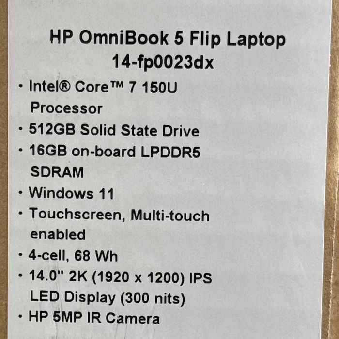 HP OmniBook 5 Flip X360 | Intel Core 7 150U | DDR5 16GB | 512GB SSD