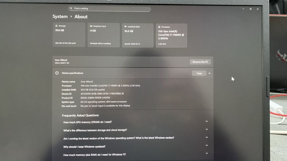 ACER NITRO-5 Core-i7 11gen
