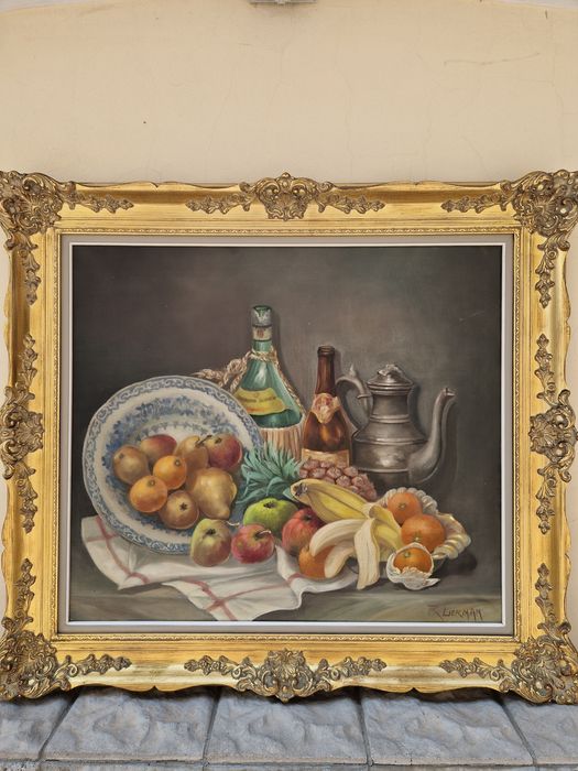 Превъзходна антикварна белгийска авторска картина масло върху платно