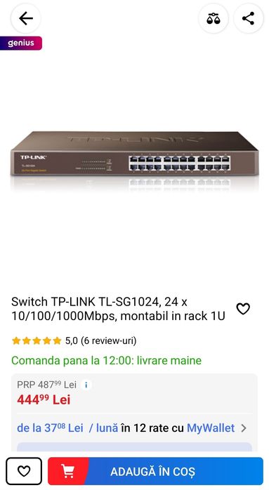 Switch TP-LINK TL-SG1024, 24 x 10/100/1000Mbps