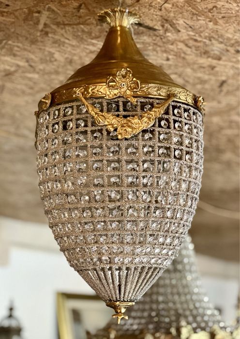 Lustră Ludovic Bronz / Cristal *** vintage / antic / vechi / retro ***
