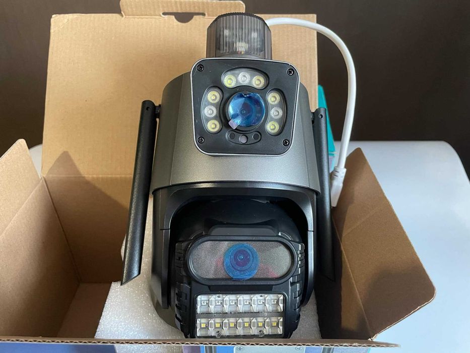 Двойна smart камера със сирена, 12МР - iCSee, външен монтаж