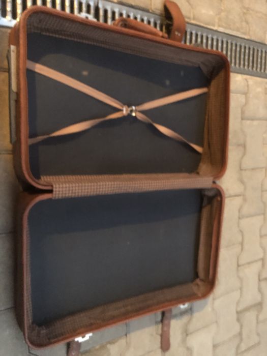 Кожен куфар, оранжев, черен