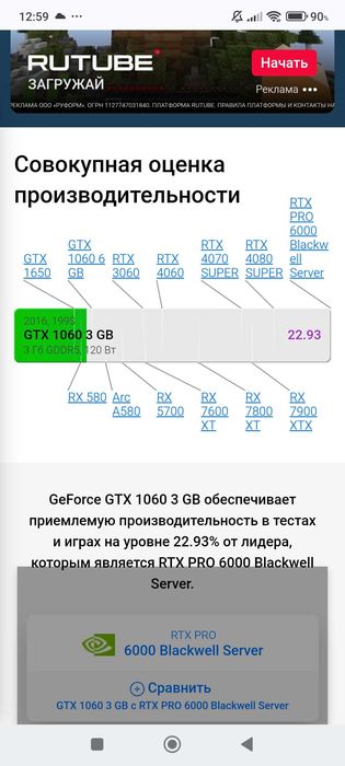 Продам Видеокарту Gtx 1060