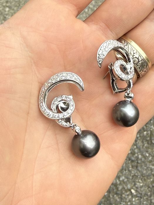 Cercei Aur 18k cu Diamante si perla - model unicat - ca noi