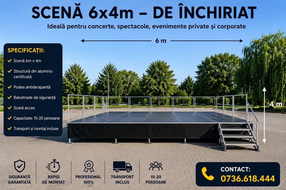 Scenă modulară 6x4m de închiriat