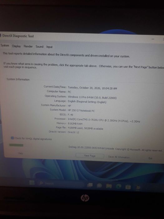 Hp i3 gen 7 Nvidia mx 8gb ddr4 m2 256gb 15.6