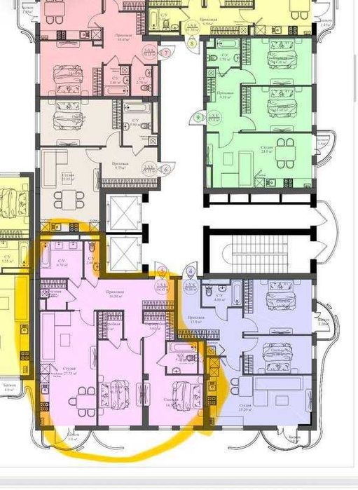 Продажа 3х комнатная квартира 104м2 коробка ЖК Skyline: Яккасарай