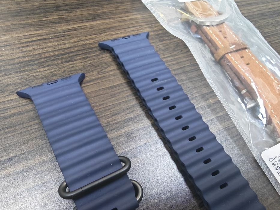 2 броя  Каишка за Apple watch 49/45/44/42mm blue / leather кожена