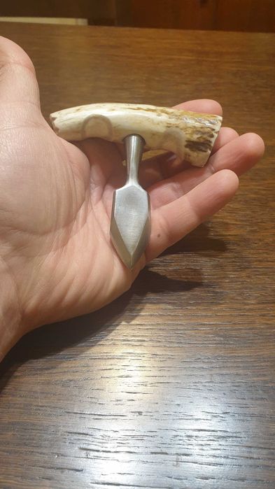 Острие нож за самозащита еленов рог сребърна английска монета кания