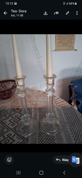 Vand 4 pahare de cristal rosu