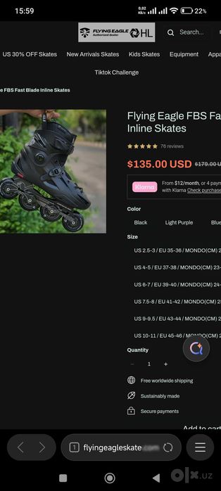 Роликовые коньки скоростные оригинал Flying Eagle Fast Blade [37-39]