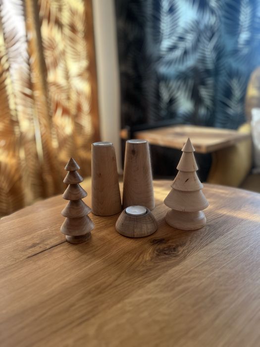 Дървени свещници и елхички