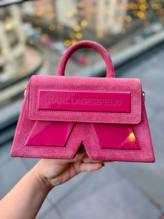 Оригинална дамска чанта Karl Lagerfeld - КАТО НОВА | Розовa/Цикламенa