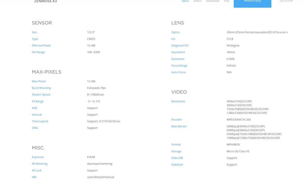 Camera 4K DJI OSMO Zenmuse X3