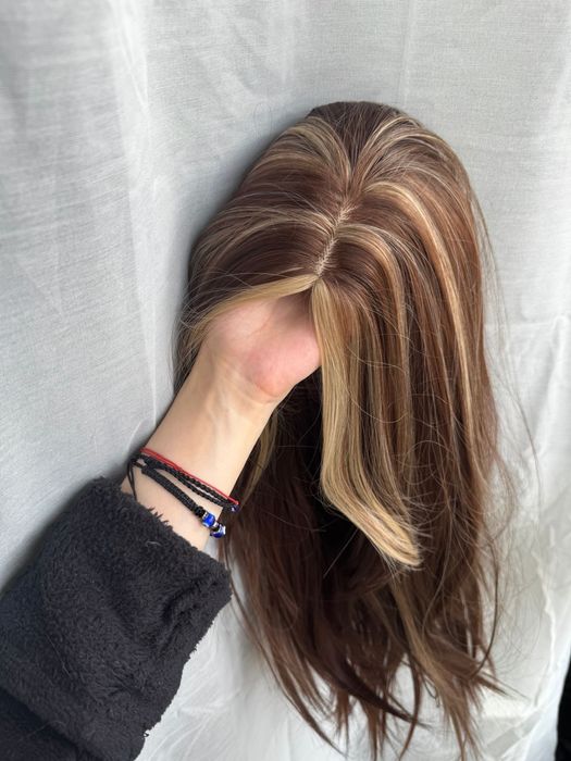 НОВА Кафява естествена перука! 100% високо качество