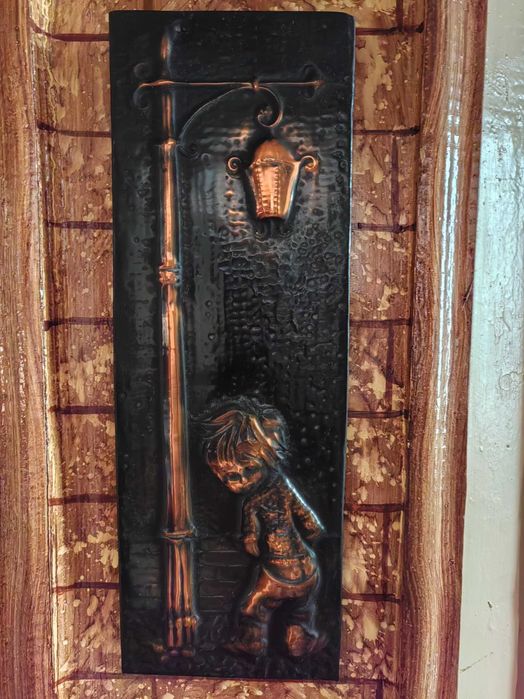 Панно чеканка , солома