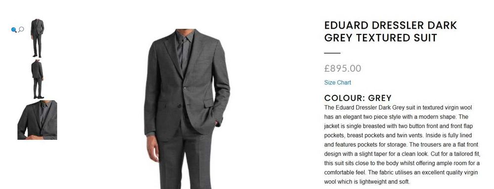 Sacou blazer slim 52 de lux Eduard Dressler lana super 130's gri