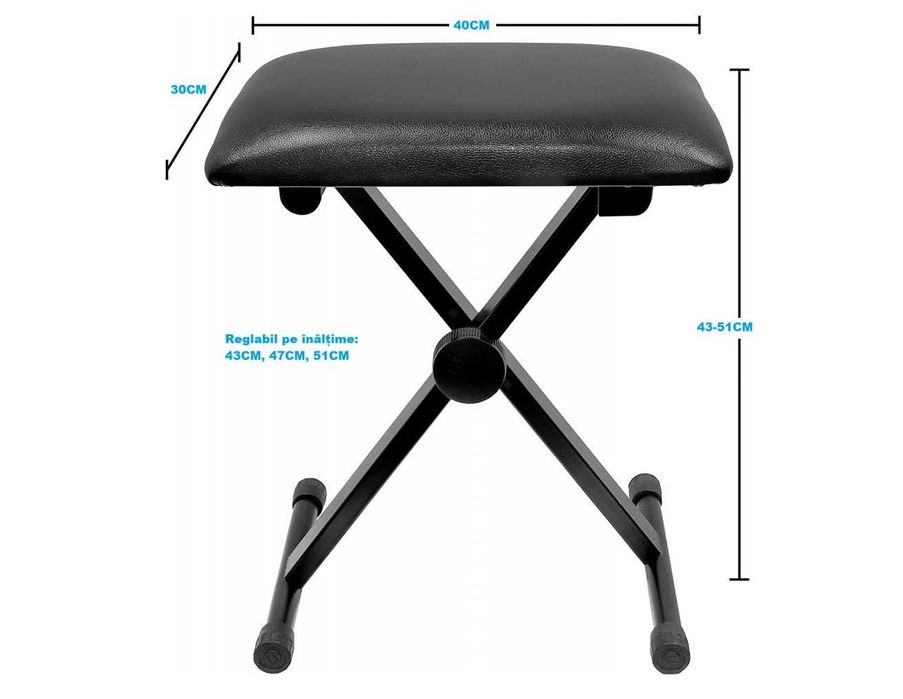 Stativ dublu x suport universal orga electronica +Scaun pian ajustabil