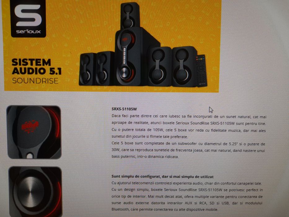 Boxe sistem 5.1 serioux SoundRise 105W