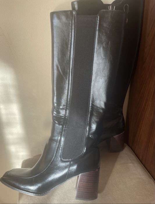 Cizme negre Moda in Pelle marimea 39 piele toc gros