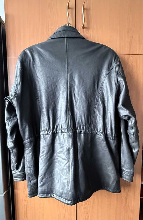 Haina barbateasca din piele naturala neagra 3/4