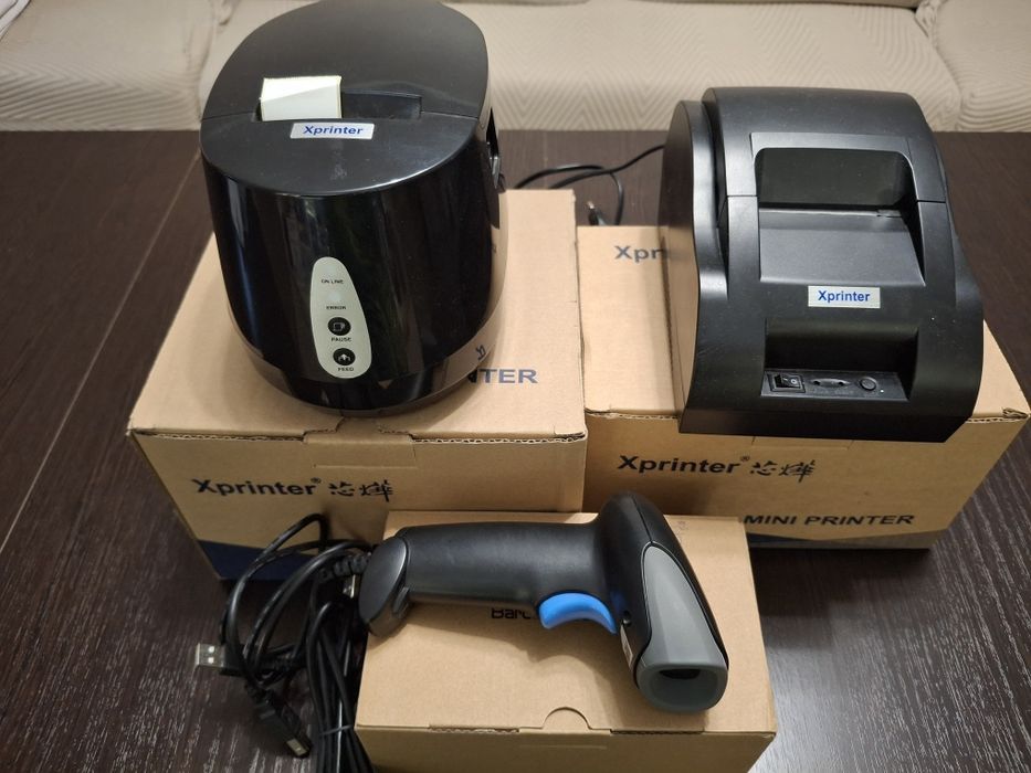 Принтер для чеков, принтер для этикеток, сканер штрихкодов