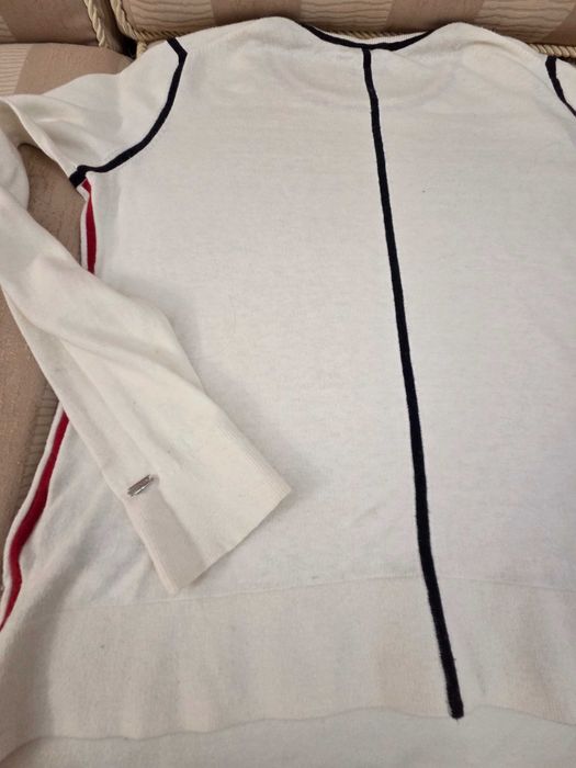 Pulover  Tommy Hilfiger pentru femei, amestec bumbac si casmir,  alb