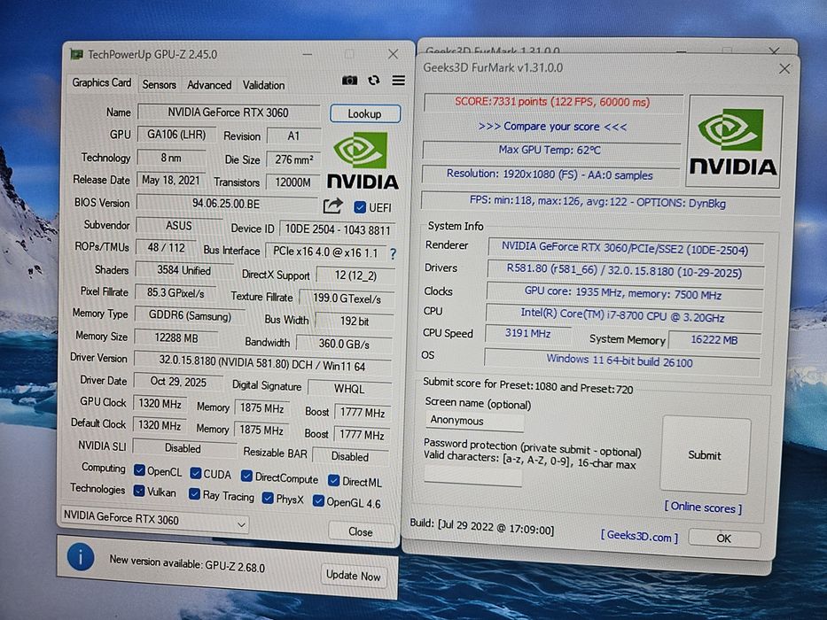 Placa ASUS Phoenix RTX™ 3060 V2 12GB GDDR6 192-bit
