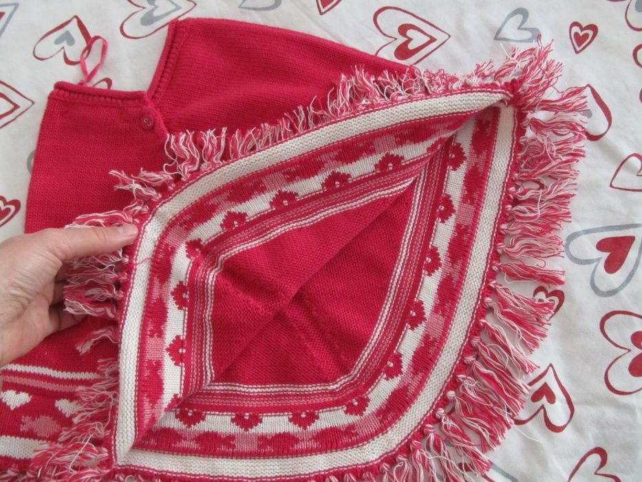 Ново детско пончо, наметало, розово за момиче 1-2 год., елегантно