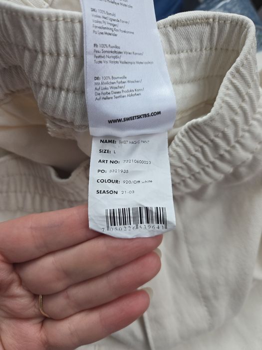 Pantaloni dama SWEET SKTBS L off-white, MAGIC PANTS, bumbac, skatewear