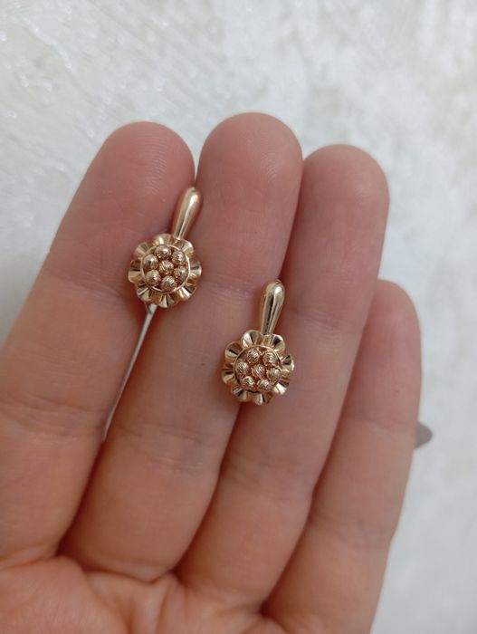 Золотой комплект серьги и кольцо