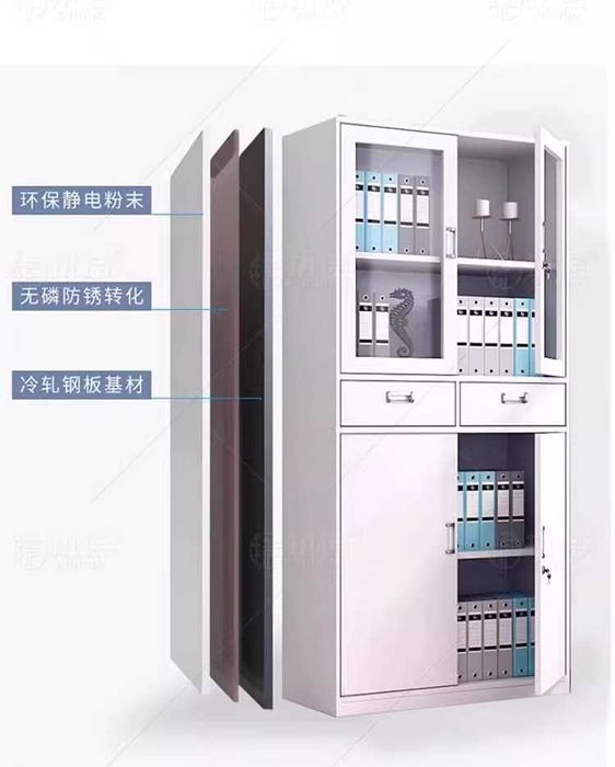 Shisha eshikli po‘lat hujjatlar shkafi/Шкаф для офиса из стали и