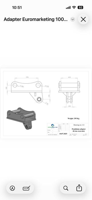 Graifer Hidraulic  Piatră - 4 Brațe / marca Idrobenne (ITA)- POM 4/550-p  (fără rotitor)   (nou/0 ore) + Adaptor pendular nou excavator  46 to
