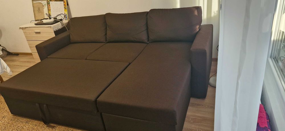 Диван кафяв разтегателен Микеланджело с ракла, комфортен