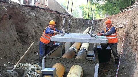 Монтаж лотков теплотрассы все работы