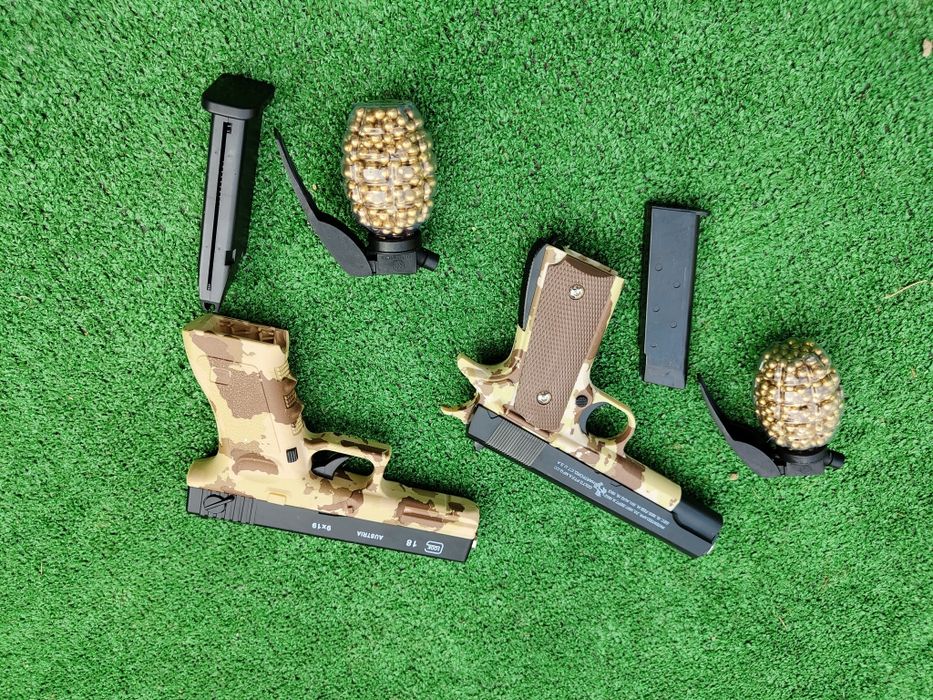 Pistol cu bile copii construcție solidă aluminiu și plastic abs , propulsie arc , manual / bile incluse 500buc