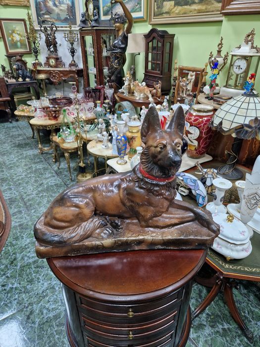 Страхотна антикварна немска керамична фигура статуетка