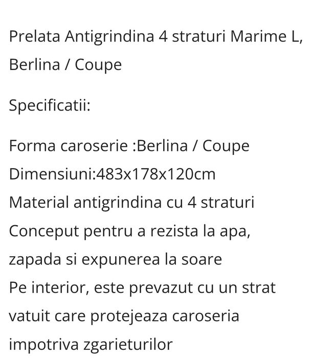 Husă / Prelată auto exterioară NOUĂ