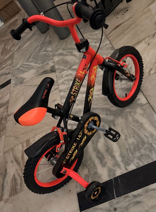 Bicicletă copii Strike 14”, cu roți ajutătoare, frâne, stare foarte bună