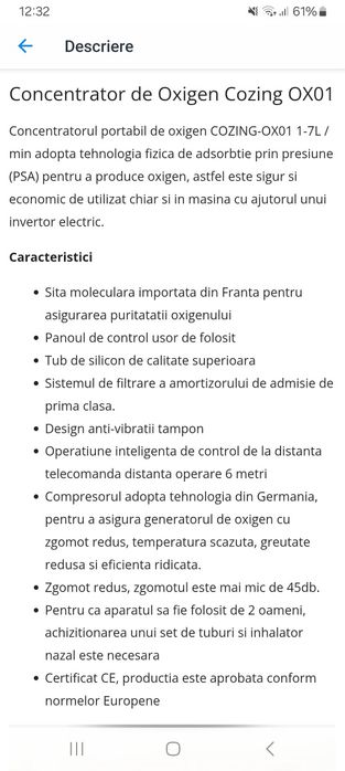 Concentrator oxigen 1-5litri/min