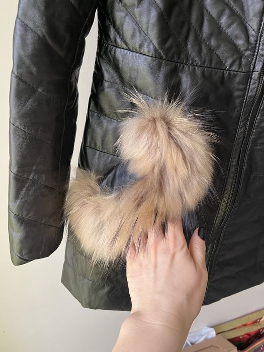 Кожено яке палто естествен пух