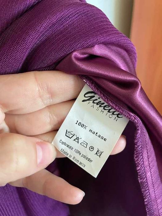 Rochie mov din matase naturala Ginette, marimea 44 (L), NOUA cu eticheta
